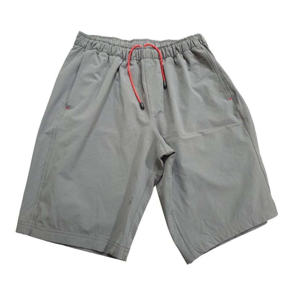 Olivers Mens Large Tall Athletic Nylon Shorts Gray Elastic Waist Red Drawstring